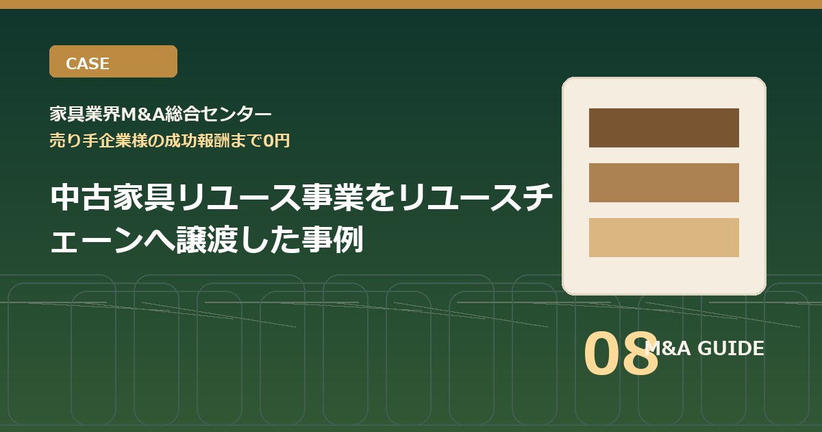 中古家具リユース事業をリユースチェーンへ譲渡した事例のアイキャッチ画像