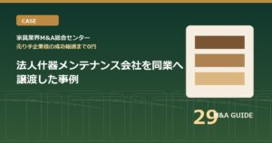 法人什器メンテナンス会社を同業へ譲渡した事例のアイキャッチ画像