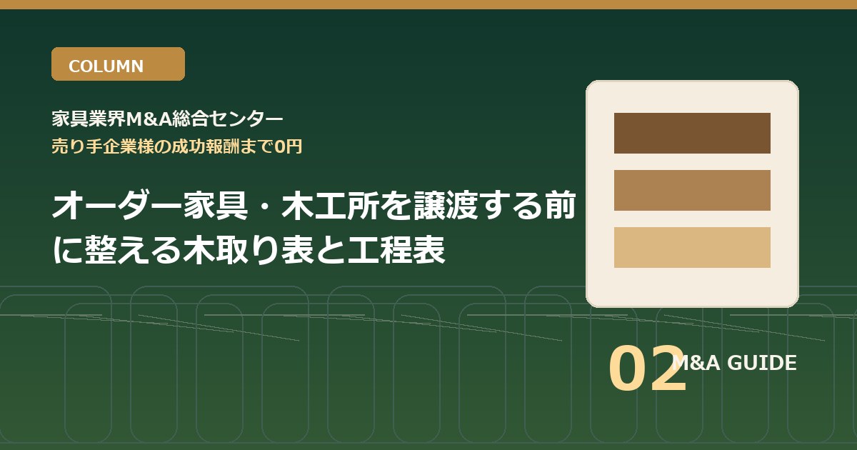 オーダー家具・木工所を譲渡する前に整える木取り表と工程表のアイキャッチ画像