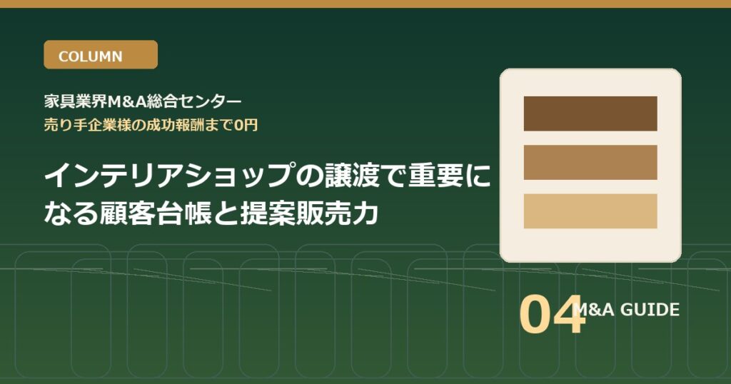 インテリアショップの譲渡で重要になる顧客台帳と提案販売力のアイキャッチ画像