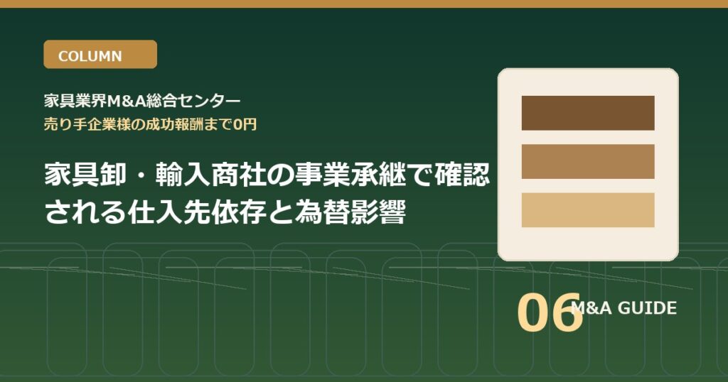 家具卸・輸入商社の事業承継で確認される仕入先依存と為替影響のアイキャッチ画像