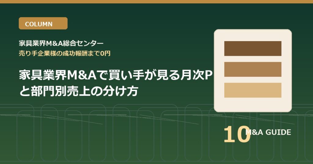 家具業界M&Aで買い手が見る月次PLと部門別売上の分け方のアイキャッチ画像
