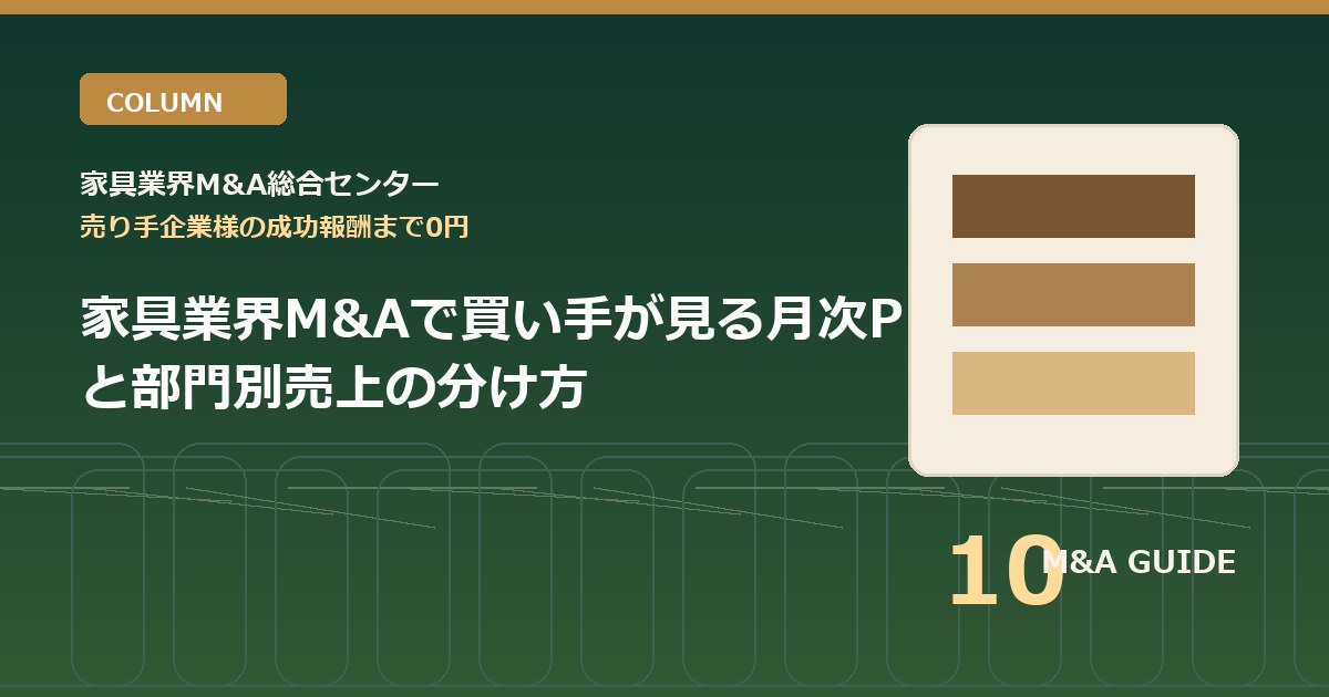 家具業界M&Aで買い手が見る月次PLと部門別売上の分け方のアイキャッチ画像