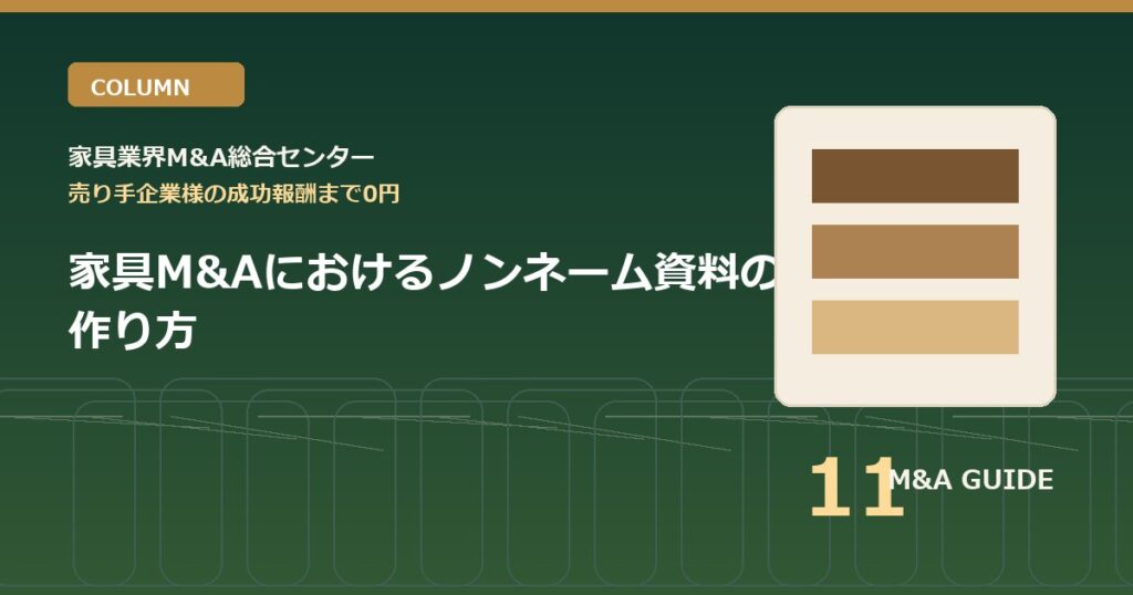 家具M&Aにおけるノンネーム資料の作り方のアイキャッチ画像