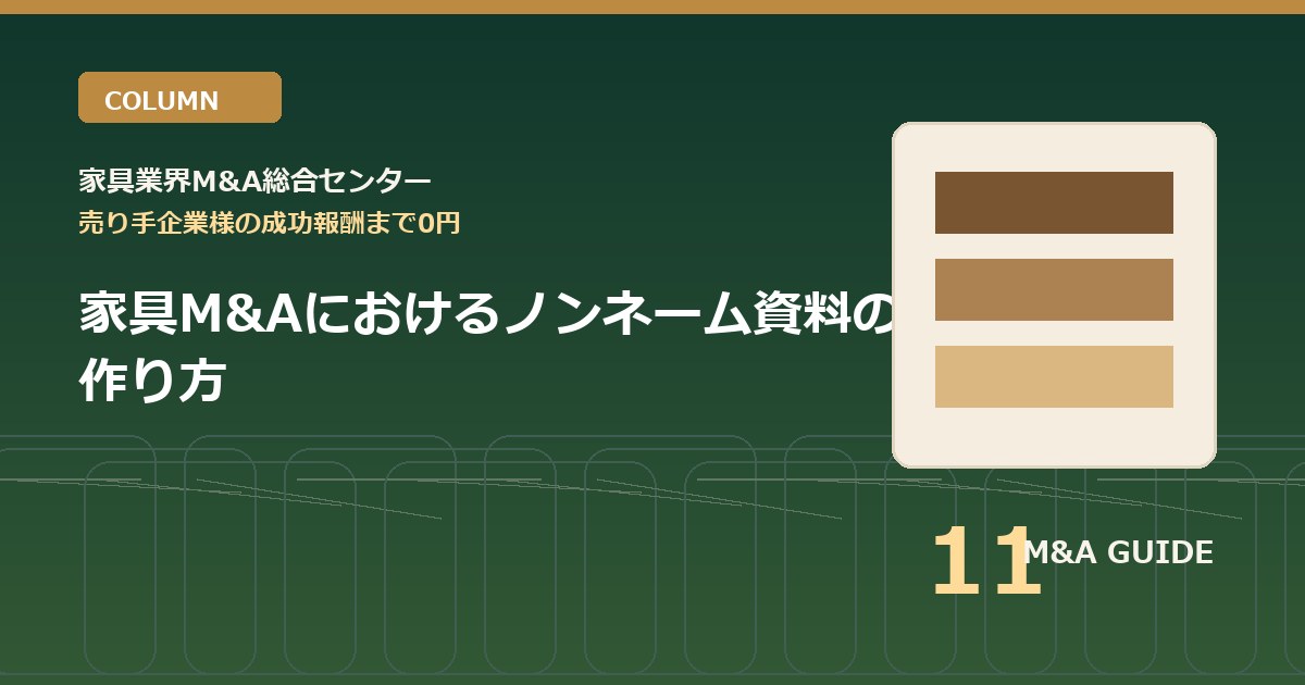 家具M&Aにおけるノンネーム資料の作り方のアイキャッチ画像