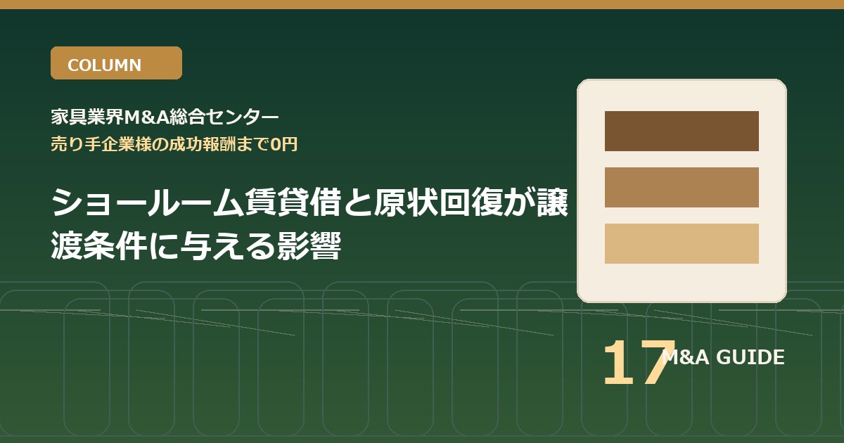 ショールーム賃貸借と原状回復が譲渡条件に与える影響のアイキャッチ画像