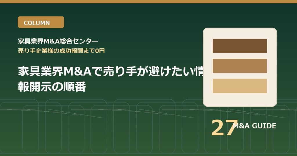 家具業界M&Aで譲渡企業が避けたい情報開示の順番のアイキャッチ画像